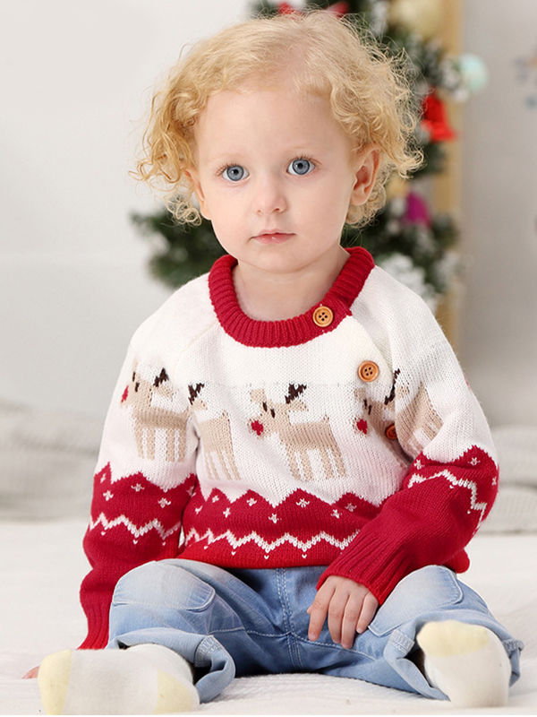 Deer Print Knitted Sweater