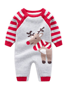 Reindeer Crochet Fleece-lined Jumpsuit