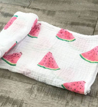 Load image into Gallery viewer, Watermelon Print Muslin Swaddle